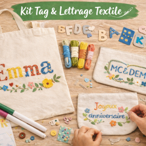 Kit Tag & Lettrage Textile – Broderie et Customisation DIY